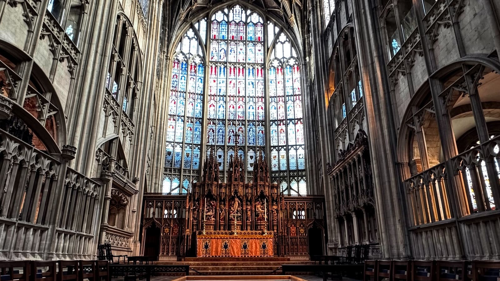 Great East Window inside Bristol Cathedral