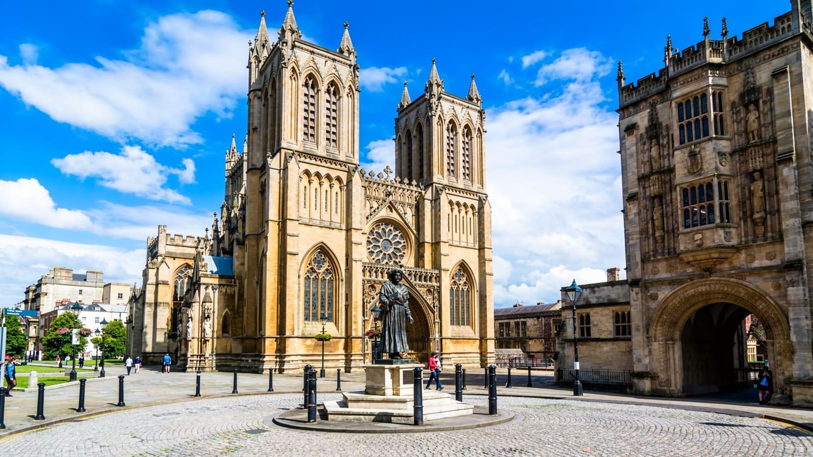 Historic exterior architecture of Bristol Cathedral